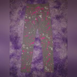 Crewcuts Gray Leggings with Pink and White Accents